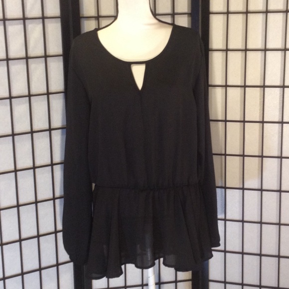 Ashley Stewart Tops - Ashley Stewart Black Peplum Keyhole Shirt 18/20